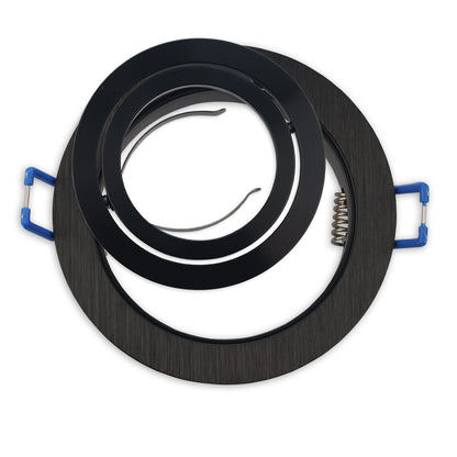 Inbouwframe | rond | gatmaat 80mm | zwart en zwart | voor GU10/MR16