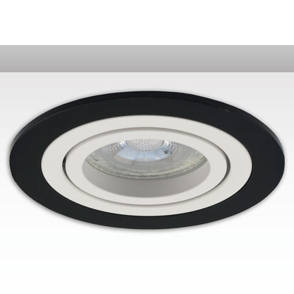 Inbouwframe | rond | gatmaat 80mm | zwart en aluminium wit | voor GU10/MR16