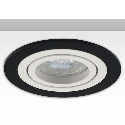 Inbouwframe | rond | gatmaat 80mm | zwart en aluminium wit | voor GU10/MR16