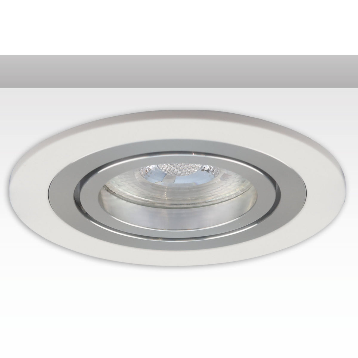 Inbouwframe | rond | 80mm | wit + geborsteld aluminium | GU10/MR16