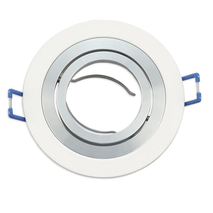 Inbouwframe | rond | 80mm | wit + geborsteld aluminium | GU10/MR16