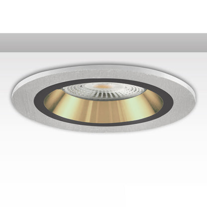 Inbouwframe | rond | 80mm | geborsteld aluminium + zwart-goud | GU10/MR16