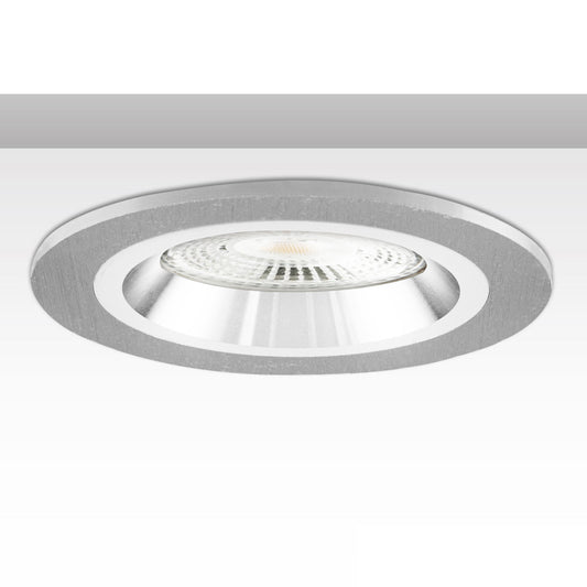 Inbouwframe | rond | 80mm | geborsteld aluminium + wit-zilver | GU10/MR16
