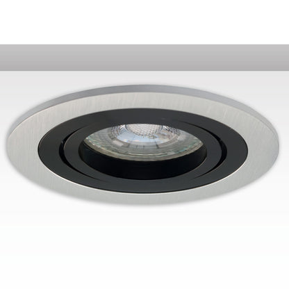 Inbouwframe | rond | 80mm | geborsteld aluminium + zwart | GU10/MR16