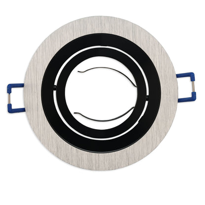 Inbouwframe | rond | 80mm | geborsteld aluminium + zwart | GU10/MR16