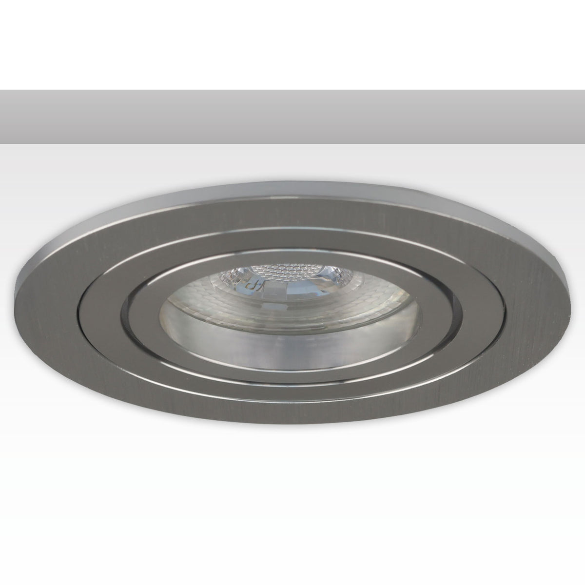Inbouwframe | rond | 80mm | geheel geborsteld aluminium | GU10/MR16