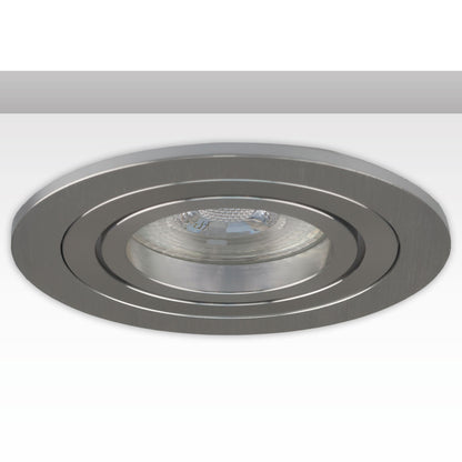 Inbouwframe | rond | 80mm | geheel geborsteld aluminium | GU10/MR16