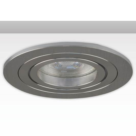 Inbouwframe | rond | 80mm | geheel geborsteld aluminium | GU10/MR16