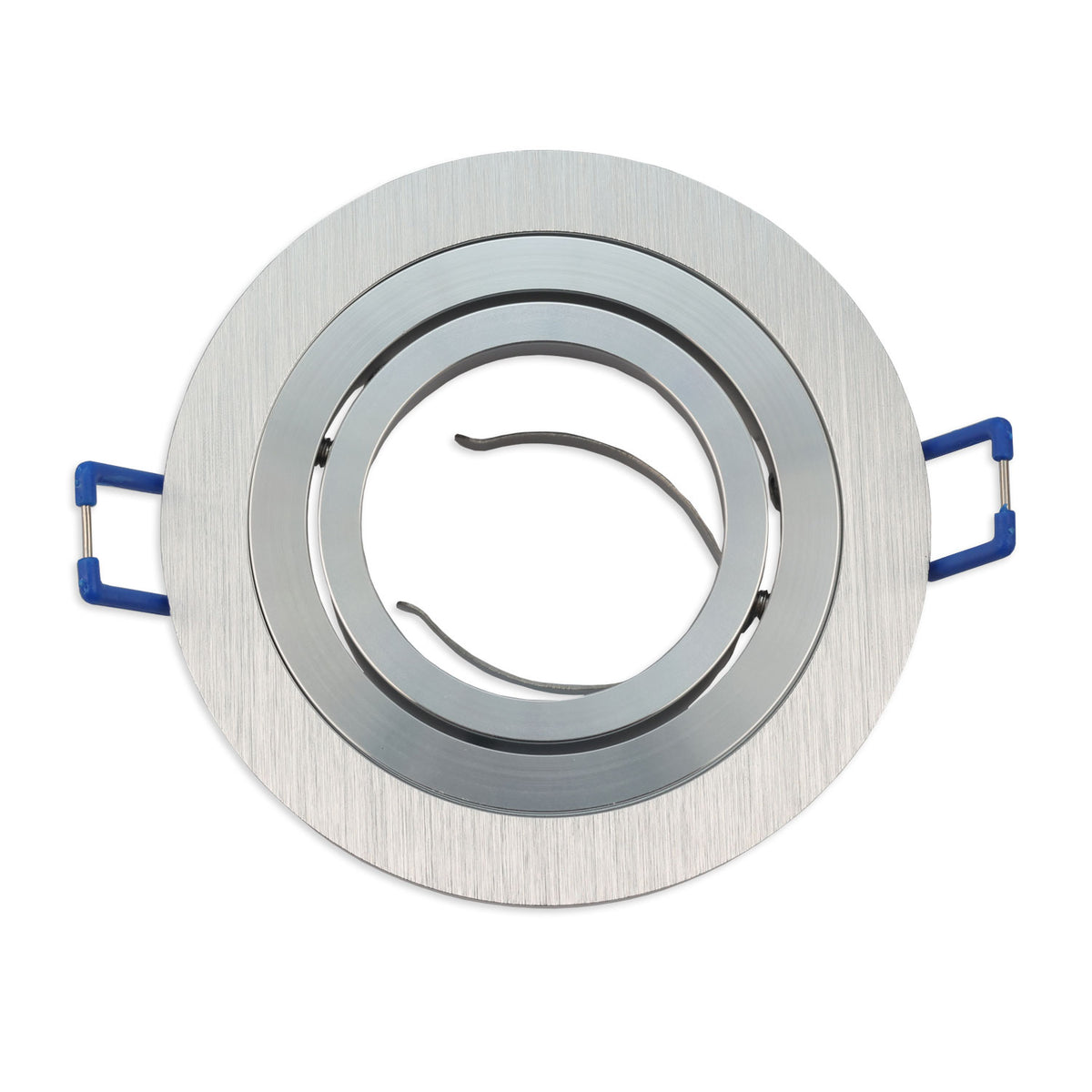Inbouwframe | rond | 80mm | geheel geborsteld aluminium | GU10/MR16