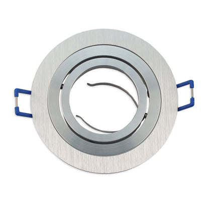 Inbouwframe | rond | 80mm | geheel geborsteld aluminium | GU10/MR16