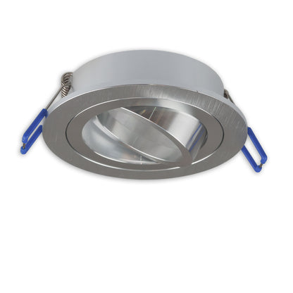 Inbouwframe | rond | 80mm | geheel geborsteld aluminium | GU10/MR16