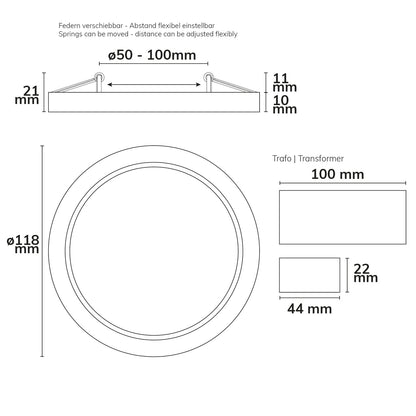 Flex | Downlight | prismatisch | gatmaat 50-100mm | 8W | 120° | dimbaar