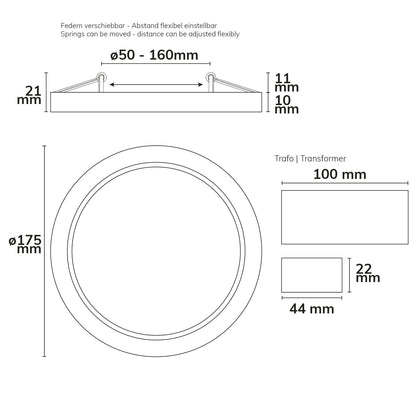 Flex | Downlight | prismatisch | gatmaat 50-160mm | 15W | 120° | dimbaar