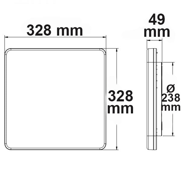 Wand- en plafondlamp | hoekig | met HF-sensor | IP54 | 3000K/4000K | 24W