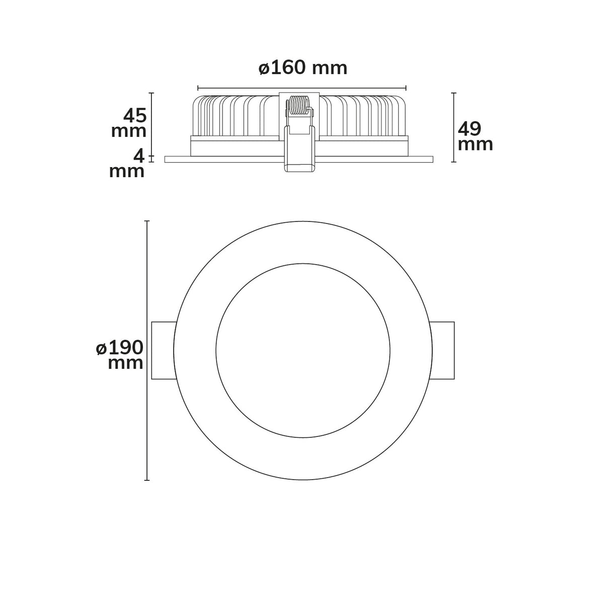 Downlight | verblindingsarm | rond | Ø190mm | CRI90 | 3000/3500/4000K | dimbaar | 25W