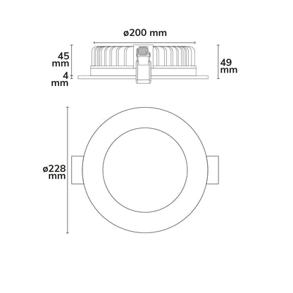 Downlight | verblindingsarm | rond | Ø228mm | CRI90 | 3000/3500/4000K | dimbaar | 35W