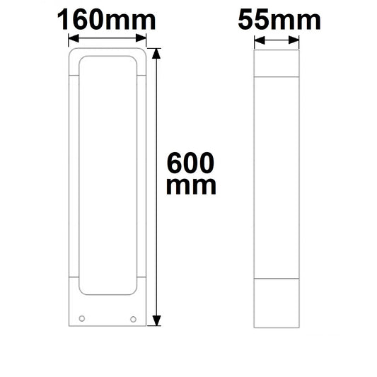 Bollard-2 | Paalarmatuur | 60cm | zandzwart | warm wit | 9W | IP54