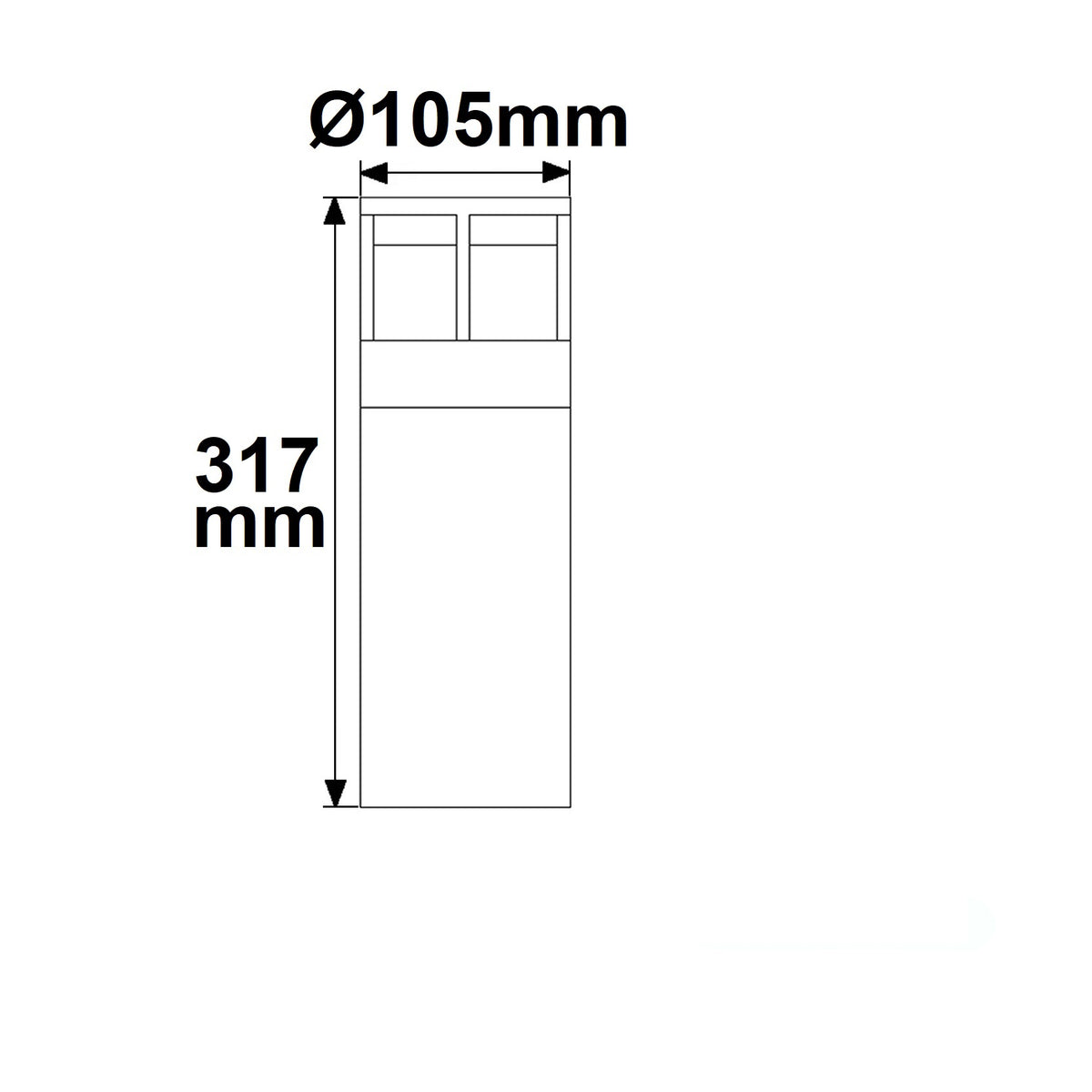 Poller-5 | Paalarmatuur | zandzwart | 6W | warm wit | IP54