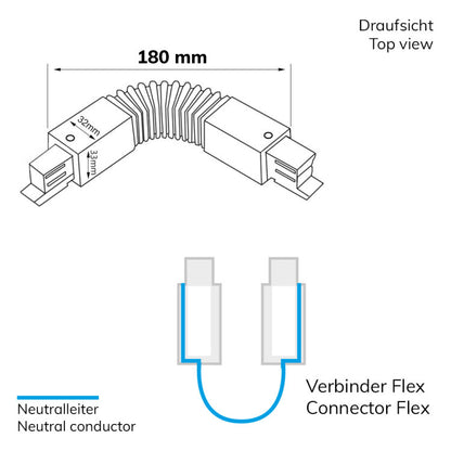 S1 | Railaccessoire | 3-fase | flexibele verbinder 245mm | zwart