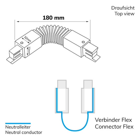 S1 | Railaccessoire | 3-fase | flexibele verbinder 245mm | wit