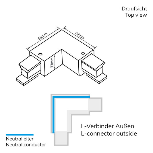 3-PH S1 | Railaccessoire | L-verbinder | N-geleider buiten, aarde binnen