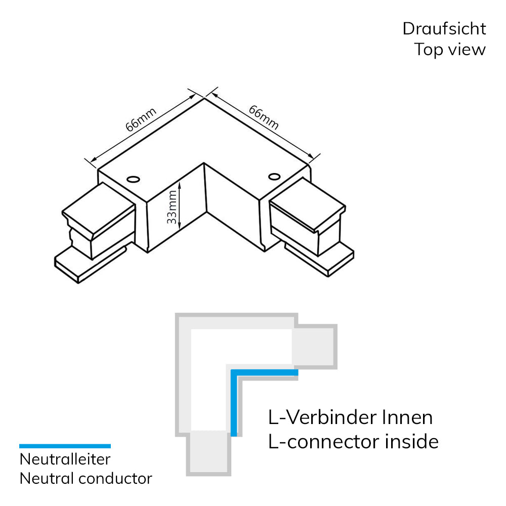 3-PH S1 | Railaccessoire | L-verbinder | N-geleider binnen, aarde buiten