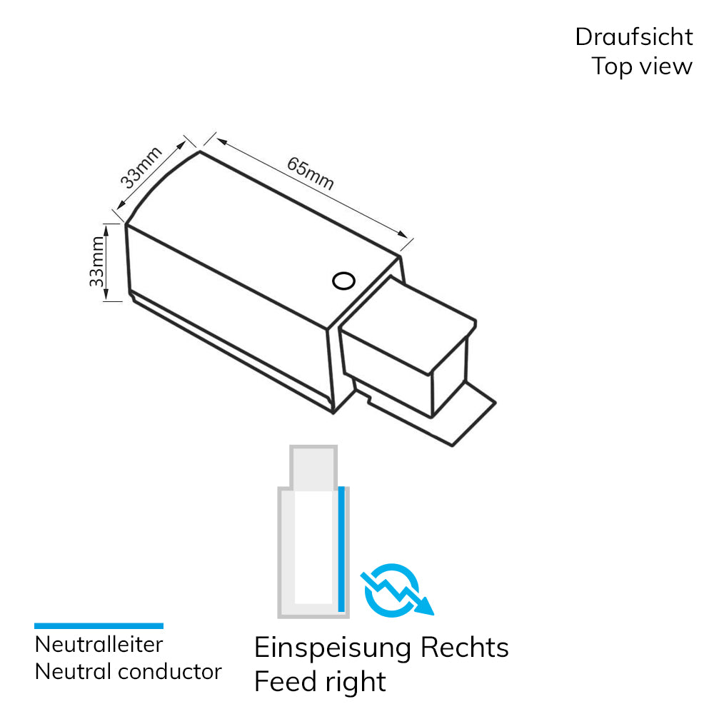 3-PH S1 | Railaccessoire | zijvoeding | N-geleider rechts, aarde links