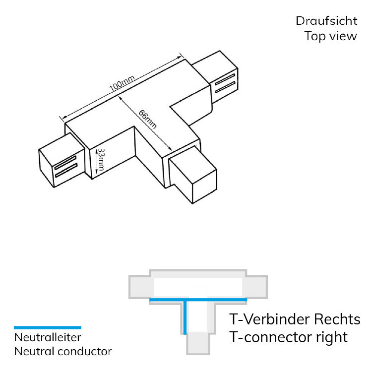 3-PH S1 | Railaccessoire | T-verbinder | N-geleider rechts, aarde links