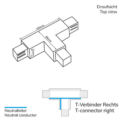 3-PH S1 | Railaccessoire | T-verbinder | N-geleider rechts, aarde links