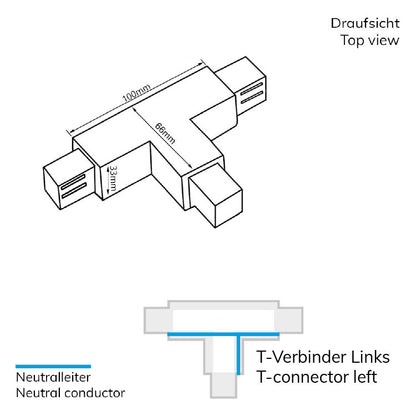 3-PH S1 | Railaccessoire | T-verbinder | N-geleider links, aarde rechts