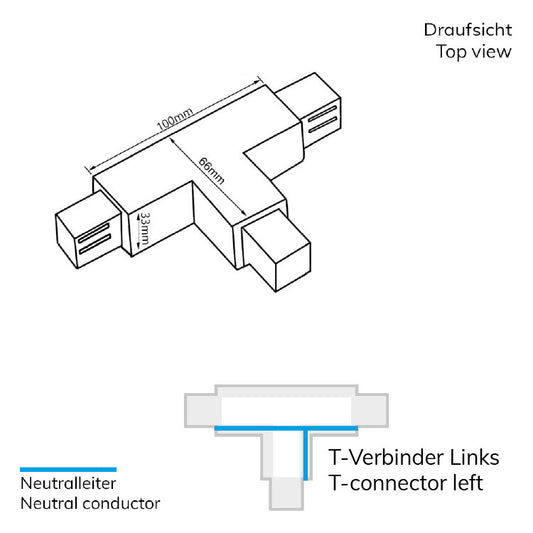 3-PH S1 | Railaccessoire | T-verbinder | N-geleider links, aarde rechts