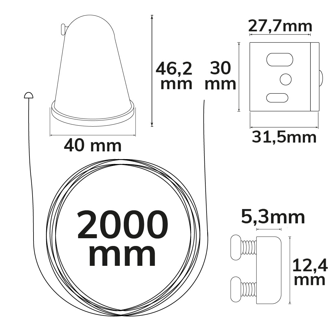 3-PH S1 | Railaccessoire | kabelophanging | 10-200cm | zwart
