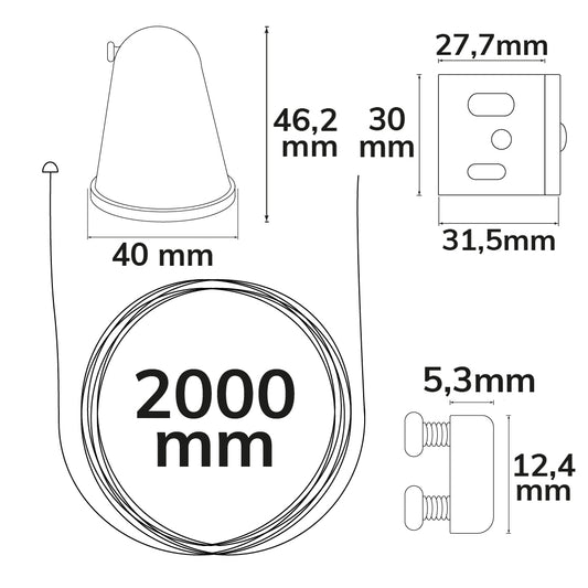3-PH S1 | Railaccessoire | kabelophanging | 10-200cm | zwart