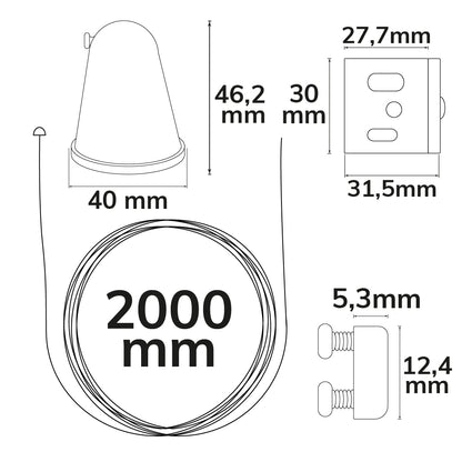 3-PH S1 | Railaccessoire | kabelophanging | 10-200cm | wit