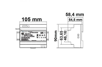 MW HDR-150-24 | LED driver | DIN-rail | 24V | 0-150W