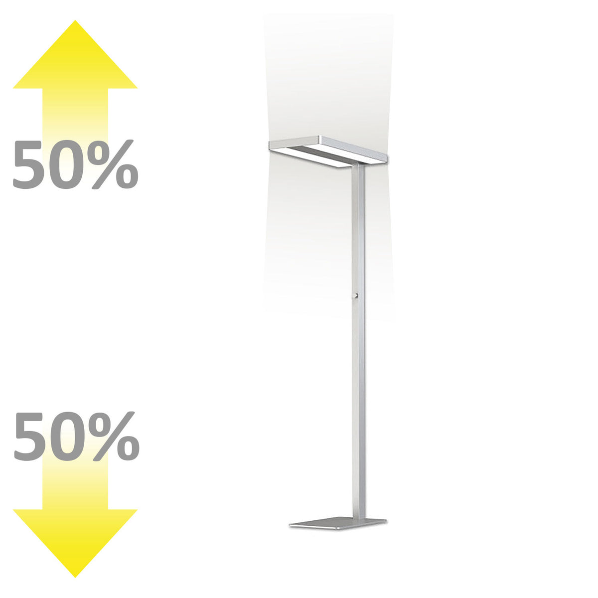 Office Pro | Vloerlamp | Up&Down | 40W+40W | UGR<19 | neutraal wit | zilver