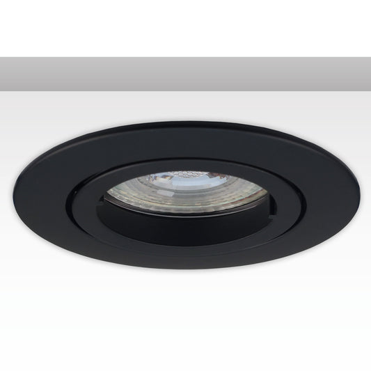Inbouwframe | rond | gatmaat 68mm | aluminium zwart | GU10/MR16