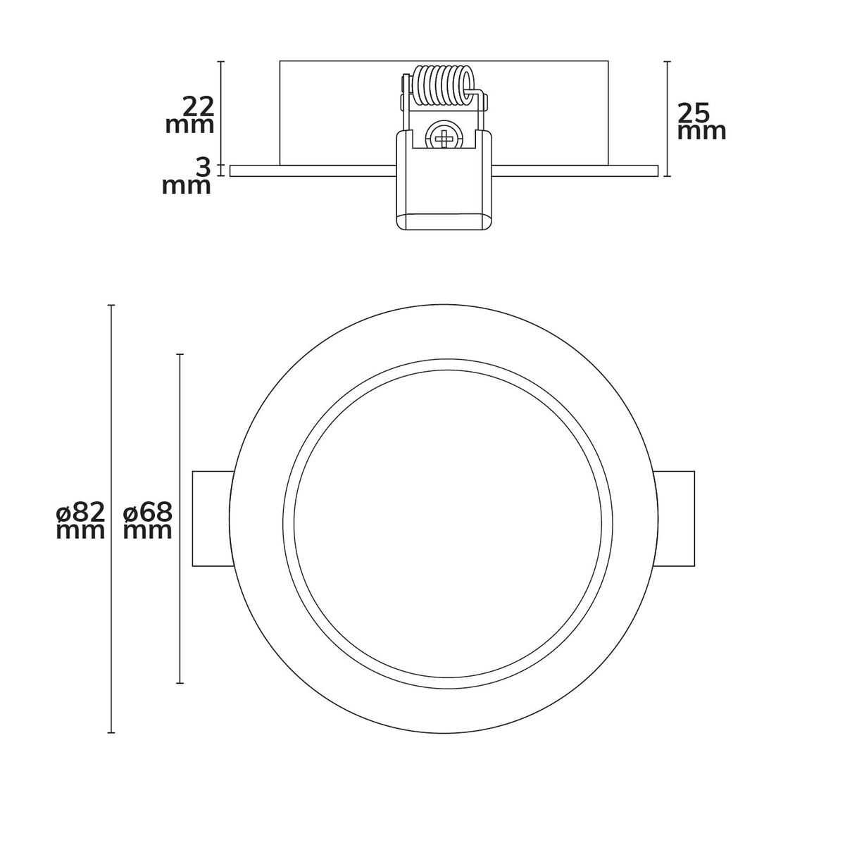 Inbouwframe | rond | gatmaat 68mm | aluminium zwart | GU10/MR16
