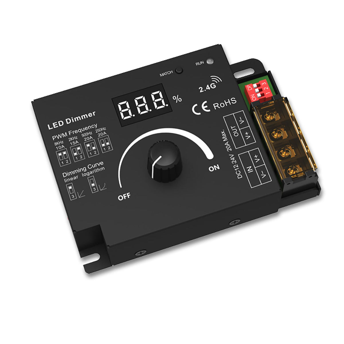 Sys-Pro | Dimmer | draaiknop/radio mesh | multi-PWM | 1 kanaal | 12-48V | 20A