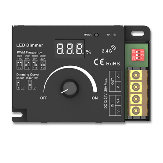 Sys-Pro | Dimmer | draaiknop/radio mesh | multi-PWM | 1 kanaal | 12-48V | 20A
