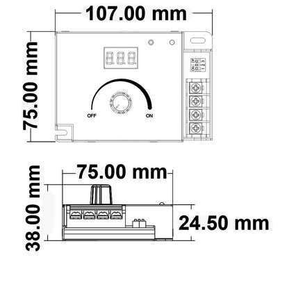 Sys-Pro | Dimmer | draaiknop/radio mesh | multi-PWM | 1 kanaal | 12-48V | 20A