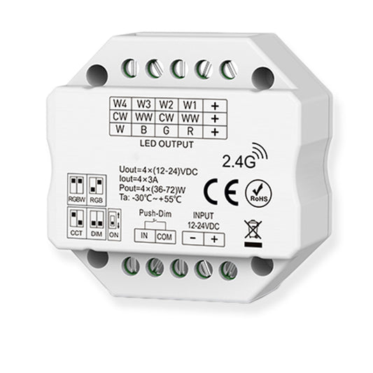 Sys-Pro | Dimmer | push/radio mesh PWM | 1-4 kanalen | 12-24V | 4x3A