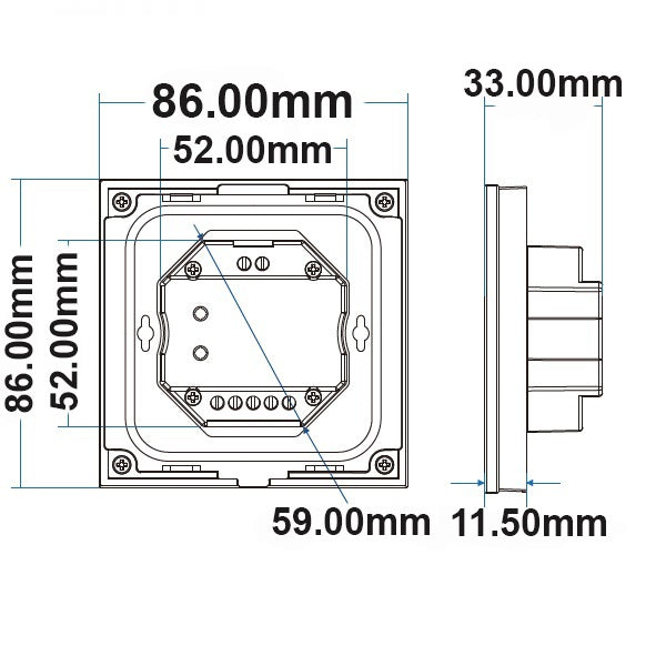 Sys-Pro | Afstandsbediening | RGB+W | 4 zones | inbouw touch | DMX | 230V | zwart