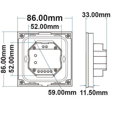 Sys-Pro | Afstandsbediening | RGB+W | 4 zones | inbouw touch | DMX | 230V | zwart