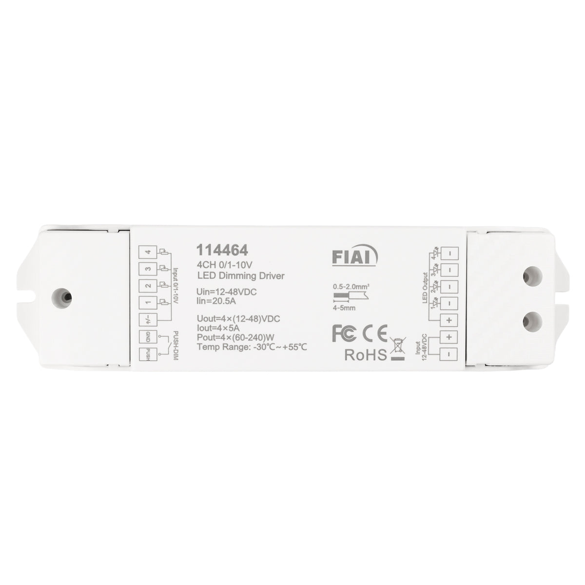 Controller | 1x Push / 4x 1-10V naar 4 kanalen PWM | 12-48V | 4x5A