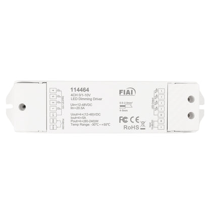 Controller | 1x Push / 4x 1-10V naar 4 kanalen PWM | 12-48V | 4x5A