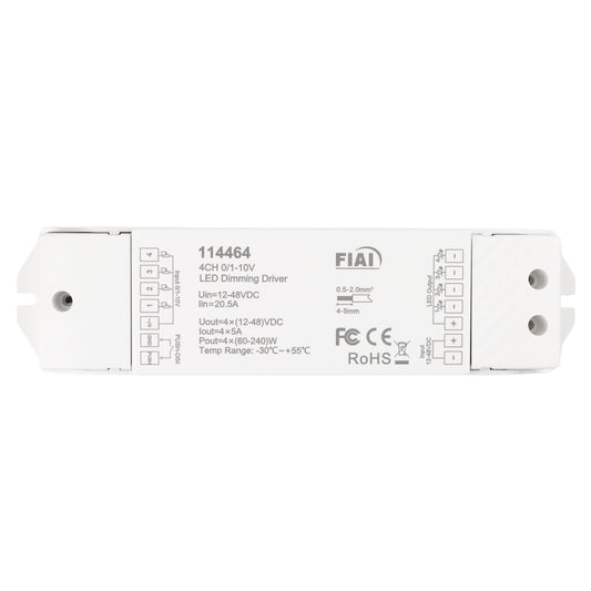 Controller | 1x Push / 4x 1-10V naar 4 kanalen PWM | 12-48V | 4x5A