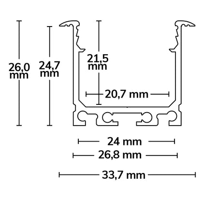DIVE20 | Aluminium profiel | inbouw | wit RAL9010 | 200cm