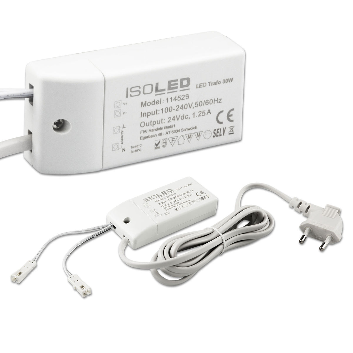 MiniAMP | LED driver | 24V | 0-30W | 200cm kabel | 2 female aansluitingen