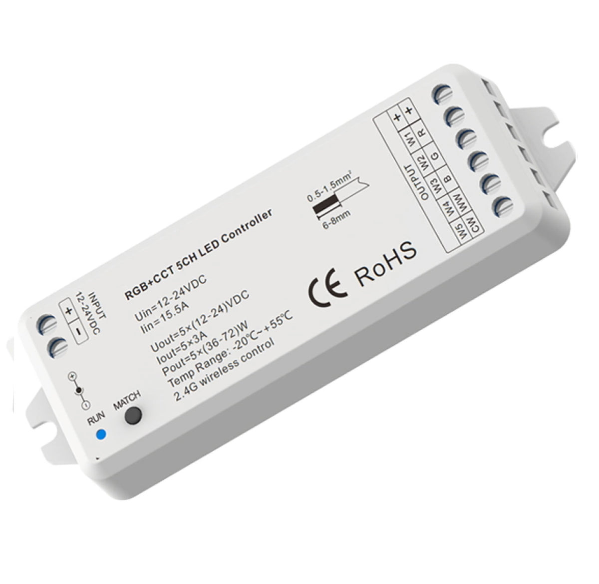 Sys-Pro | Dimmer | RGB+CCT | radio mesh | 1-5 kanaals | 12-24V | 5x3A
